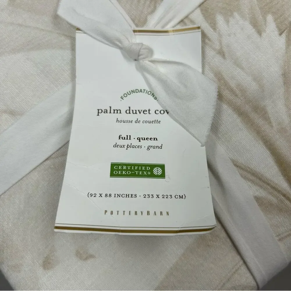 Pottery Barn Palm Leaves Duvet Cover Bedding Full / Queen Tropical NWT